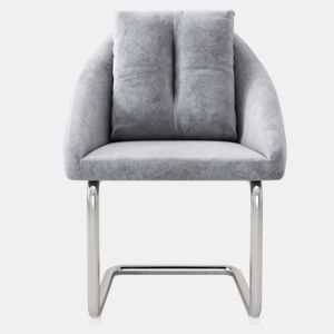 Cadeira de jantar em veludo + 2 peças - Cadeira giratória luxuosa com almofada - Cinza