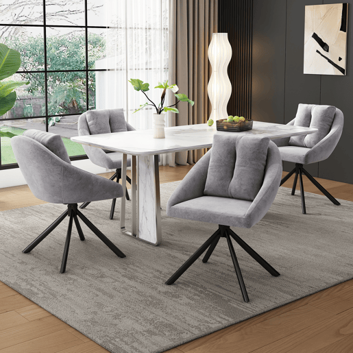 Cadeira giratória para sala de jantar - design ergonómico - Cinza