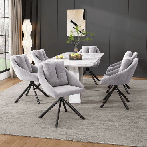 Cadeira giratória para sala de jantar - design ergonómico - Cinza