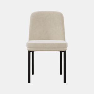 Cadeiras de sala de jantar, 2 unidades - Assento acolchoado e pernas metálicas, estilo moderno - Bege