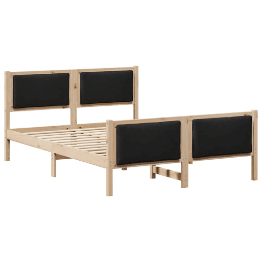 Estrutura de cama de casal com cabeceira - Preto 135 x 190 cm tecido