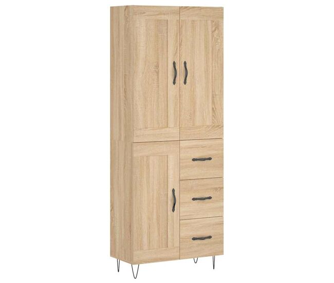 Aparador alto - mueble de almacenamiento madera contrachapada color roble 69,5x34x180 cm es842