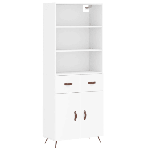 Armário alto - Bufete - Móvel de apoio 69,5x34x180 cm derivados de madeira branco pt742