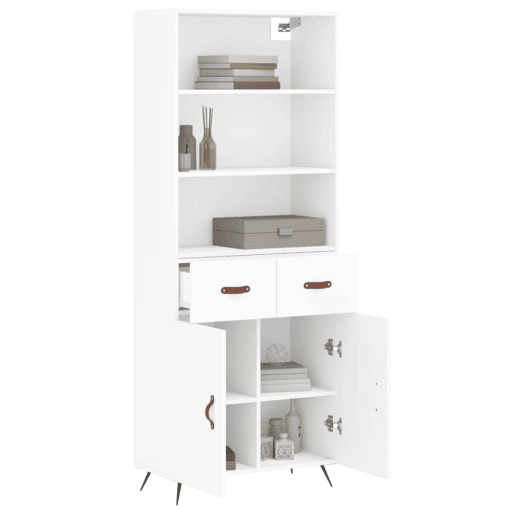Armário alto - Bufete - Móvel de apoio 69,5x34x180 cm derivados de madeira branco pt742