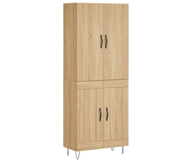 Aparador alto - mueble de almacenamiento madera contrachapada color roble 69,5x34x180 cm es802