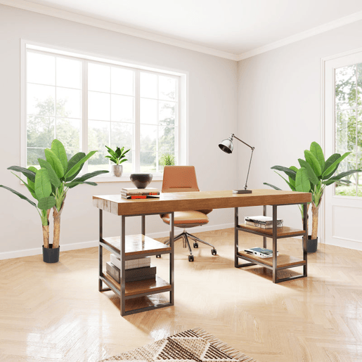 HOMCOM Conjunto de 2 Plantas Artificiais Ø17x120 cm Bananeiras Atificiais com Vaso e 15 Folhas Plantas Artificiais Decorativas para Interior Verde
