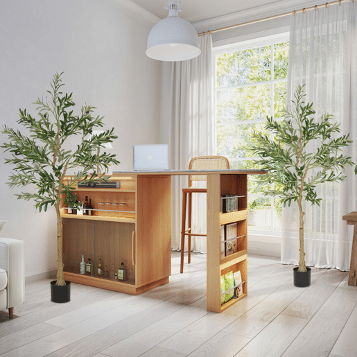 HOMCOM Conjunto de 2 Oliveiras Artificiais de 150 cm Plantas Artificiais Decorativas Grande Árvores Artificiais de Interior com 32 Azeitonas Decoração para Lar Escritório Varanda Quarto Verde