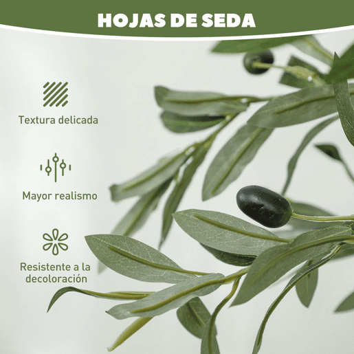HOMCOM Conjunto de 2 Oliveiras Artificiais de 150 cm Plantas Artificiais Decorativas Grande Árvores Artificiais de Interior com 32 Azeitonas Decoração para Lar Escritório Varanda Quarto Verde