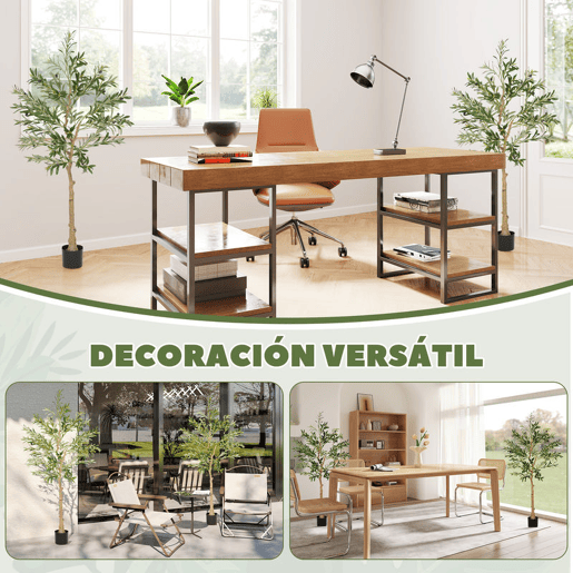 HOMCOM Conjunto de 2 Oliveiras Artificiais de 150 cm Plantas Artificiais Decorativas Grande Árvores Artificiais de Interior com 32 Azeitonas Decoração para Lar Escritório Varanda Quarto Verde