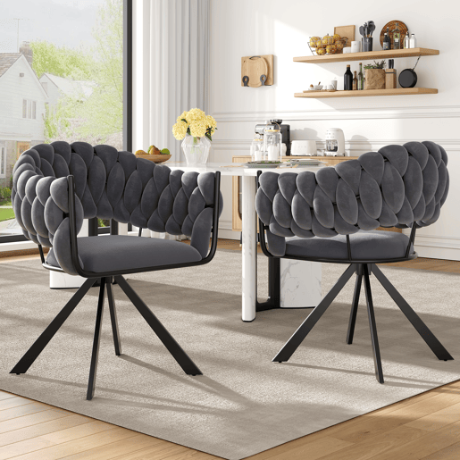 Cadeira de jantar 2 peças - veludo, luxo leve, design moderno e ergonómico, pernas metálicas em forma de garra - cinzento