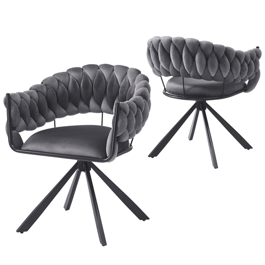 Cadeira de jantar 2 peças - veludo, luxo leve, design moderno e ergonómico, pernas metálicas em forma de garra - cinzento