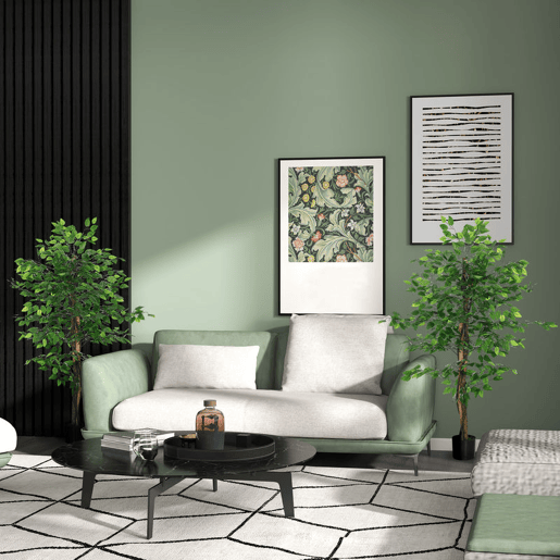 HOMCOM Conjunto de 2 Ficus Artificiais com Troncos Naturais 150 cm Plantas Artificiais com Vaso e 882 Folhas Árvores Artificiais Decoração para Casa Sala Escritório Verde