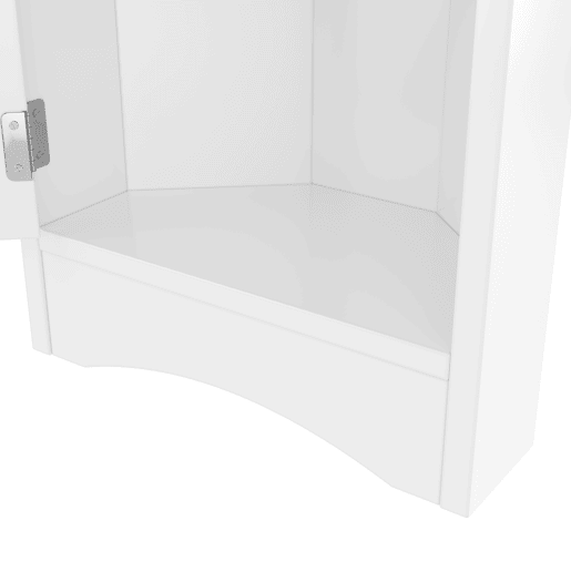 Armário de casa de banho triangular 36,5 x 24,5 x 170 cm - 3 prateleiras abertas, portas duplas, prateleiras ajustáveis, branco