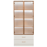 Armário de casa de banho 75 cm - com iluminação, 2 gavetas grandes, 2 portas, porta de vidro - branco