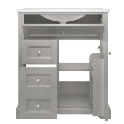 Móvel de casa de banho 76x46x87 cm - Lavatório, Soft-Close, prateleiras ajustáveis, cinzento Móvel de casa de banho 76x46x87 cm - Lavatório, Soft-Close, prateleiras ajustáveis, cinzento
