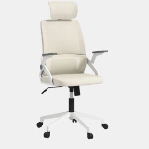 Vinsetto Conjunto de Escritório Inclui 1 Cadeira de Escritório com Função de Baloiço Altura Ajustável Apoio de Cabeça Regulável Bege e 1 Tapete Protetor 90x120 cm Transparente