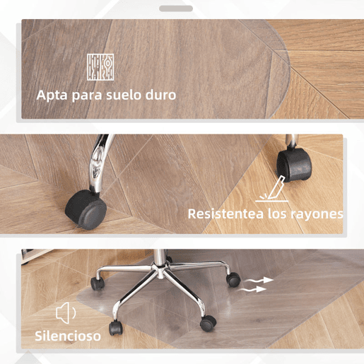 Vinsetto Conjunto de Escritório Inclui 1 Cadeira de Escritório com Função de Baloiço Altura Ajustável Apoio de Cabeça Regulável Bege e 1 Tapete Protetor 90x120 cm Transparente