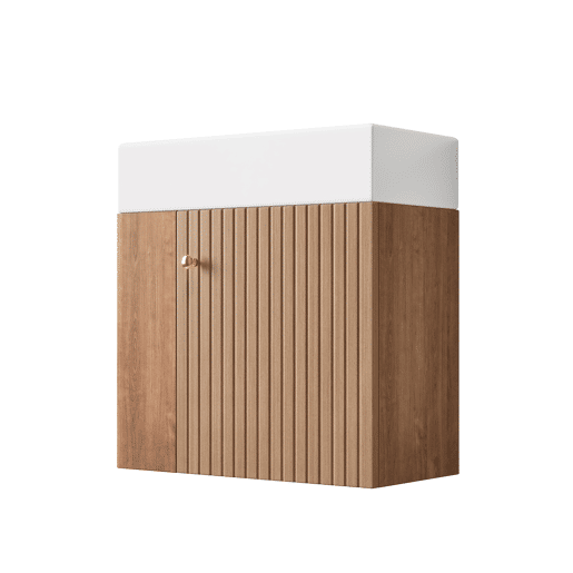 Móvel de casa de banho 55 cm - Lavatório com móvel suspenso, pequeno para casa de banho de hóspedes - Castanho