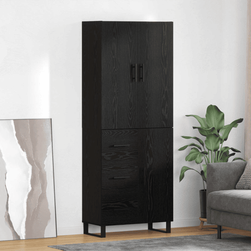 Aparador - Bufete - Móvel de apoio com gaveta 2 pcs Carvalho Preto 69,5 x 34 x 180 cm pt351