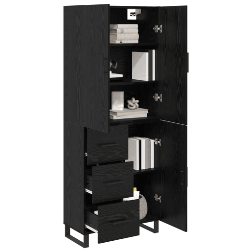 Aparador - Bufete - Móvel de apoio com gaveta 2 pcs Carvalho Preto 69,5 x 34 x 180 cm pt351