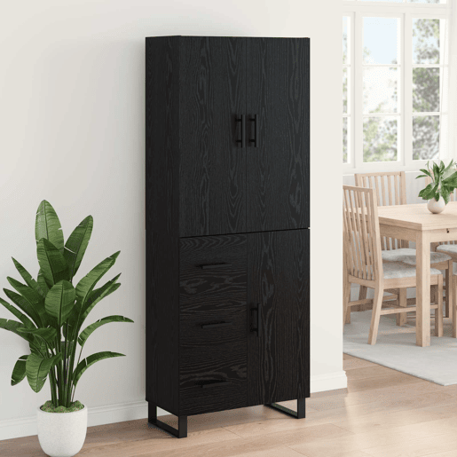 Aparador - Bufete - Móvel de apoio com gaveta 2 pcs Carvalho Preto 69,5 x 34 x 180 cm pt351