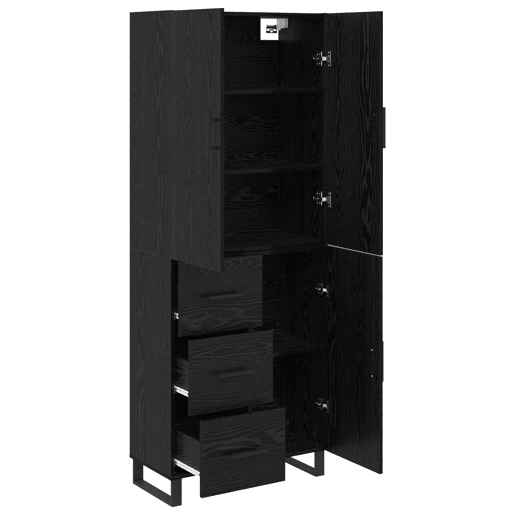 Aparador - Bufete - Móvel de apoio com gaveta 2 pcs Carvalho Preto 69,5 x 34 x 180 cm pt351