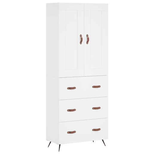 Armário alto - Bufete - Móvel de apoio 69,5x34x180 cm derivados de madeira branco pt719