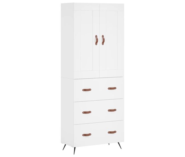 Aparador alto - mueble de almacenamiento madera contrachapada blanco 69,5x34x180 cm es719