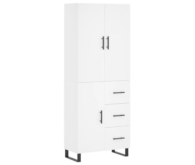 Aparador alto - mueble de almacenamiento madera contrachapada blanco 69,5x34x180 cm es659