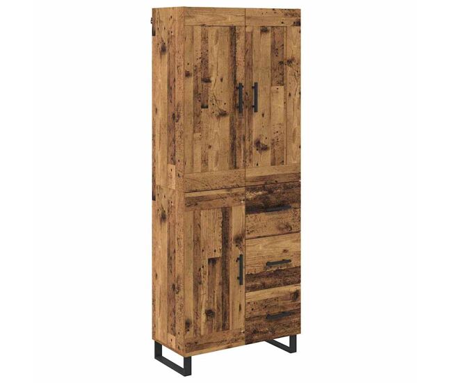Aparador alto - mueble de almacenamiento con cajón madera vieja 69,5 x 34 x 180 cm es405