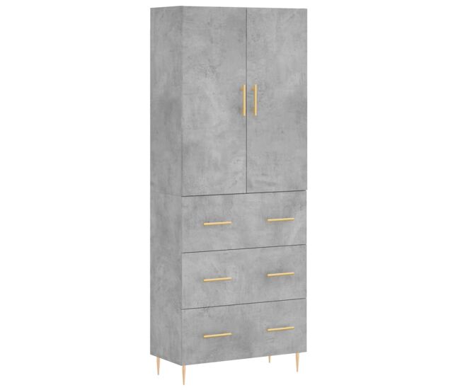 Aparador alto - mueble de almacenamiento madera contrachapada gris hormigón 69,5x34x180 cm es899
