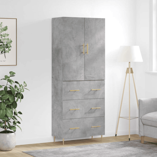Armário alto - Bufete - Móvel de apoio 69,5x34x180 cm derivados de madeira cinza cimento pt899 Armário alto - Bufete - Móvel de apoio 69,5x34x180 cm derivados de madeira cinza cimento pt899