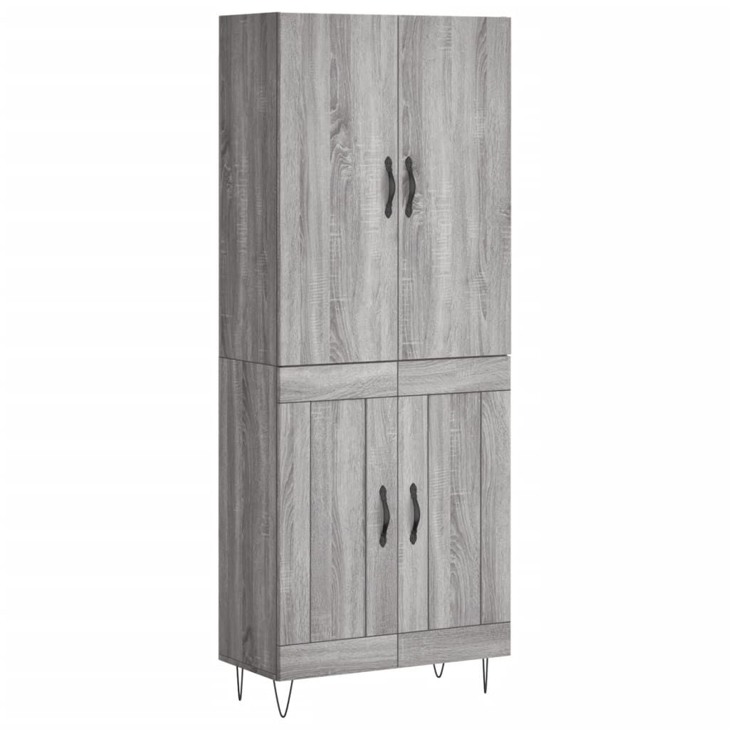 Aparador alto - Mueble de almacenamiento 69 Roble/ Gris