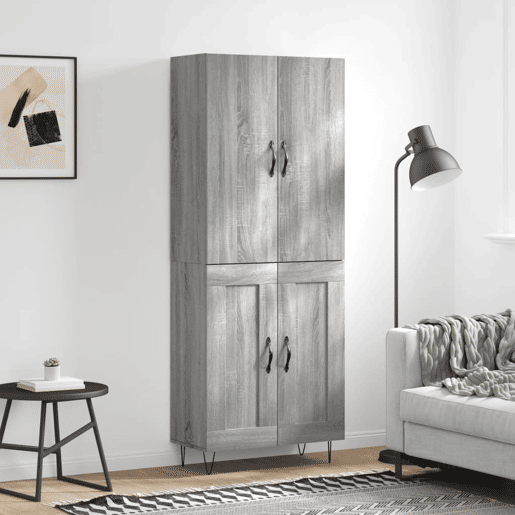 Armário alto - Bufete - Móvel de apoio 69,5x34x180 cm derivados de madeira sonoma cinza pt1097