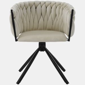 Cadeira de sala de jantar 2 unidades - Cadeira giratória de luxo para sala de estar e quarto, com quatro pernas de metal - Bege