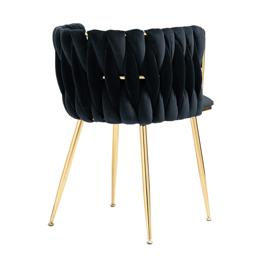 Cadeira de jantar para 2 pessoas - luxo moderno, veludo, pernas metálicas douradas - Preto