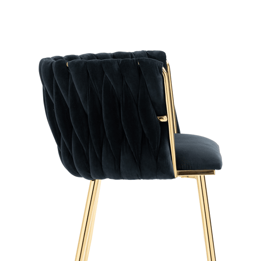 Cadeira de jantar para 2 pessoas - luxo moderno, veludo, pernas metálicas douradas - Preto