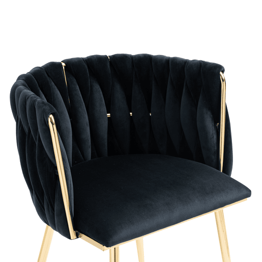 Cadeira de jantar para 2 pessoas - luxo moderno, veludo, pernas metálicas douradas - Preto