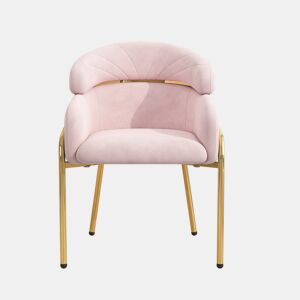 Cadeira de sala de jantar - luxo leve, sala de estar e quarto, quatro pernas de metal, veludo rosa