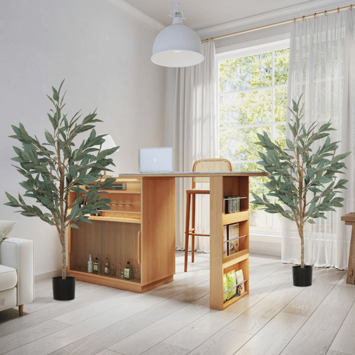 HOMCOM Conjunto de 2 Plantas Artificiais de Louro 150 cm Plantas Artificiais Decorativas Grande Decoração para Casa Escritório Varanda Quarto Verde