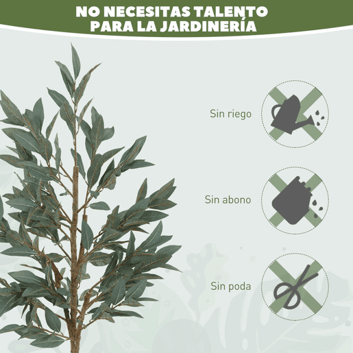 HOMCOM Conjunto de 2 Plantas Artificiais de Louro 150 cm Plantas Artificiais Decorativas Grande Decoração para Casa Escritório Varanda Quarto Verde