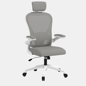 HOMCOM Conjunto de Escritório Inclui 1 Cadeira de Escritório com Altura Ajustável Apoio de Cabeça e Suporte Lombar Ajustáveis Cinzento e 1 Tapete Protetor 90x120 cm Transparente