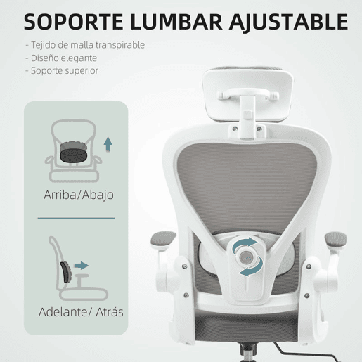 HOMCOM Conjunto de Escritório Inclui 1 Cadeira de Escritório com Altura Ajustável Apoio de Cabeça e Suporte Lombar Ajustáveis Cinzento e 1 Tapete Protetor 90x120 cm Transparente