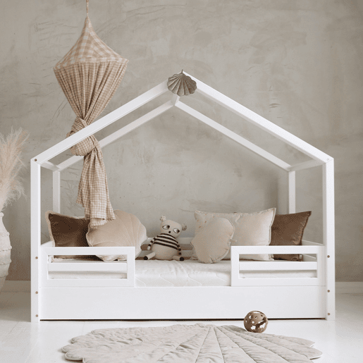 Cama cabana 90x190 barreiras e base incluída pés 1 cm Lucile Branco