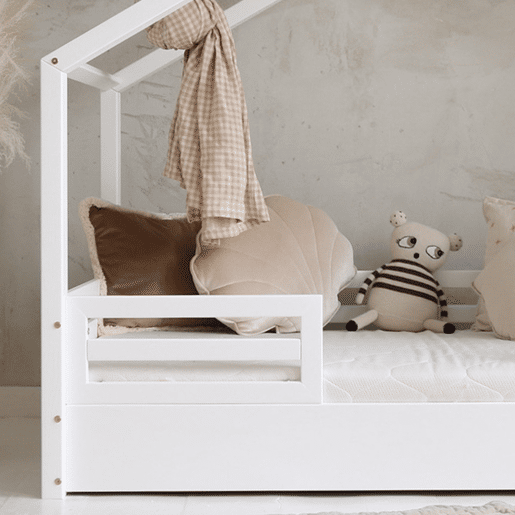 Cama cabana 90x190 barreiras e base incluída pés 1 cm Lucile Branco