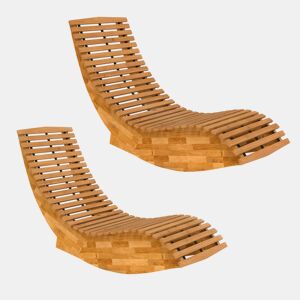 Outsunny Conjunto de 2 Cadeiras de Balanço de Jardim em Madeira, Cadeiras Dobráveis Ergonómicas com Design Ripado, para Varanda, Terraço, Jardim, Suporta até 120 kg, 60x156x77 cm, Natural