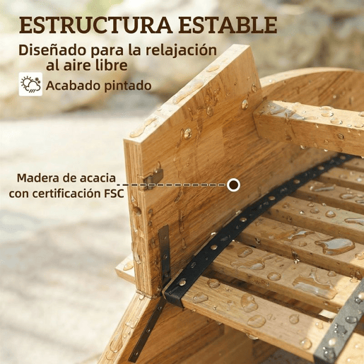 Outsunny Conjunto de 2 Cadeiras de Balanço de Jardim em Madeira, Cadeiras Dobráveis Ergonómicas com Design Ripado, para Varanda, Terraço, Jardim, Suporta até 120 kg, 60x156x77 cm, Natural