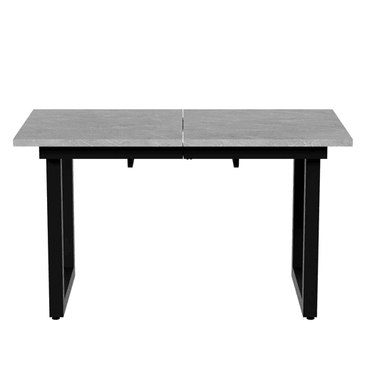 Mesa de jantar extensível 140180x80x75 - Estilo industrial, retangular, mesa de café moderna, multifuncional, ferro, MDF, cinza+preto