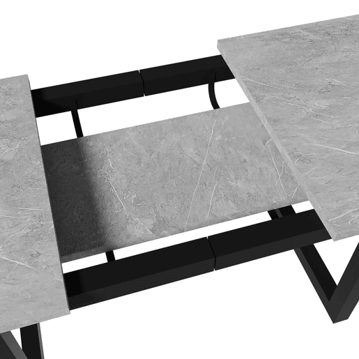 Mesa de jantar extensível 140180x80x75 - Estilo industrial, retangular, mesa de café moderna, multifuncional, ferro, MDF, cinza+preto