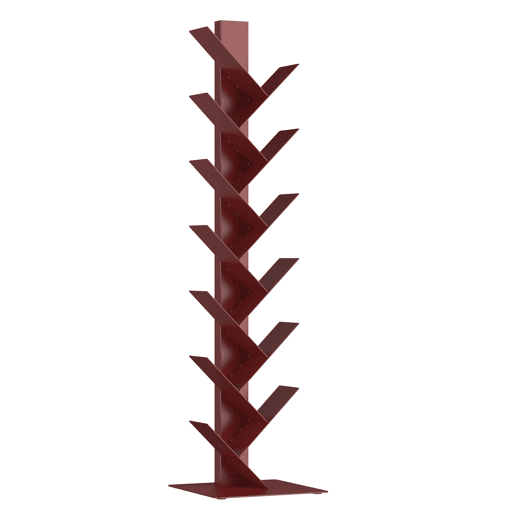 Estante para livros Eksjö forma de árvore aço 150x39x39 cm Vermelho en.casa